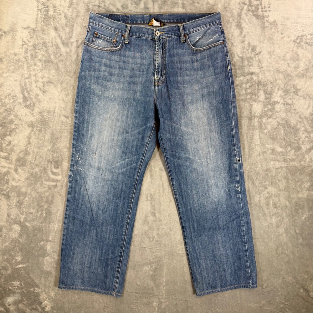 Vintage Lucky Brand Straight Jeans Men's 38x32 Blue Distressed Denim Pants